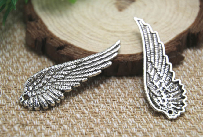plata colgantes de Angel 51 X 17 mm 10 un Grande Ala de ángel encantos
