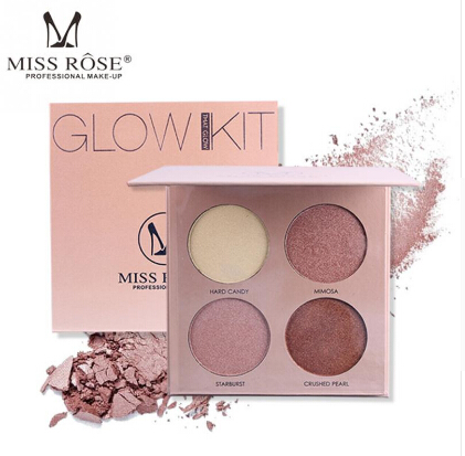

NEW ARRIVAL MISS ROSE 4 Colors Makeup Highlighter Palette Contouring Natural Facial Velvety Highlight Face Concealer, Multi