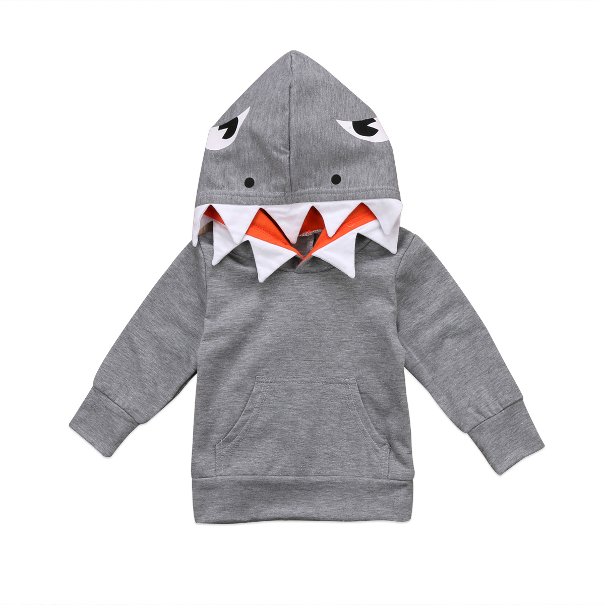 

2017 New Casual Toddler Kids Boys Cartoon Shark Hooded Tops Hoodie Pocket Jacket Coat Outerwear Cool Clothing, Blue;gray