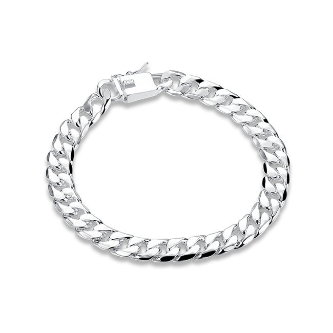 

8MM side chain hand chain - male money sterling silver plated bracelet ;Hot sale men and women 925 silver bracelet SPB227