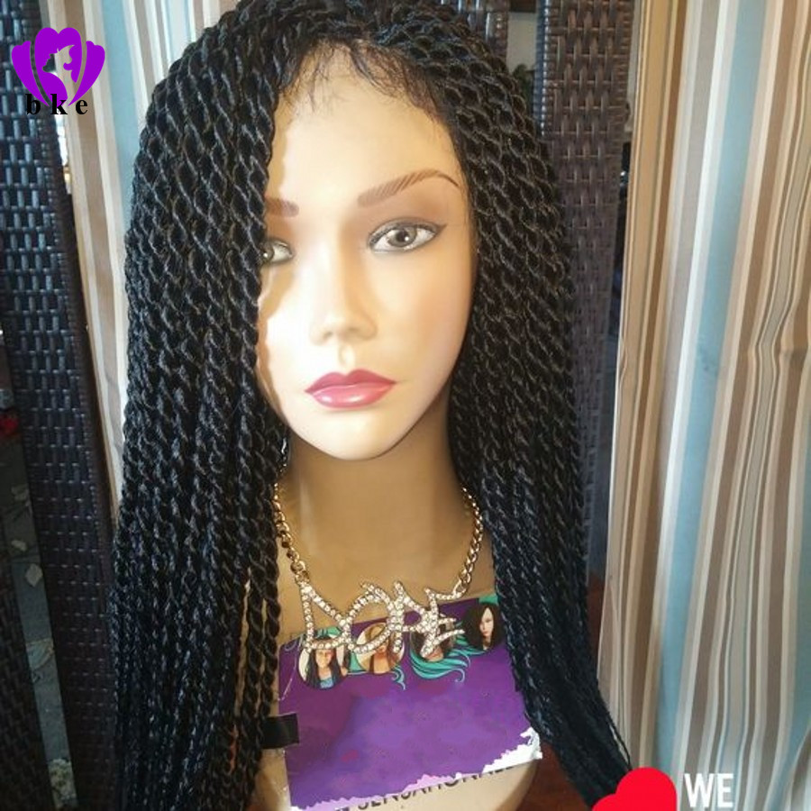 

Fast shipping Havana Twist Synthetic lace front wig Black /brown /burgundy/blonde brazilian hair Box Braids Wig With Baby Hair for women, Purple
