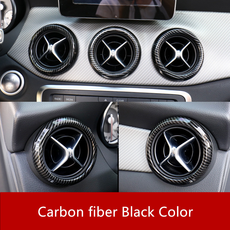 

ABS Carbon Fiber Style Air Conditioning Outlet Circle Trim For Mercedes Benz A W176(13-18)GLA X156(13-15)CLA C117(13-18) class