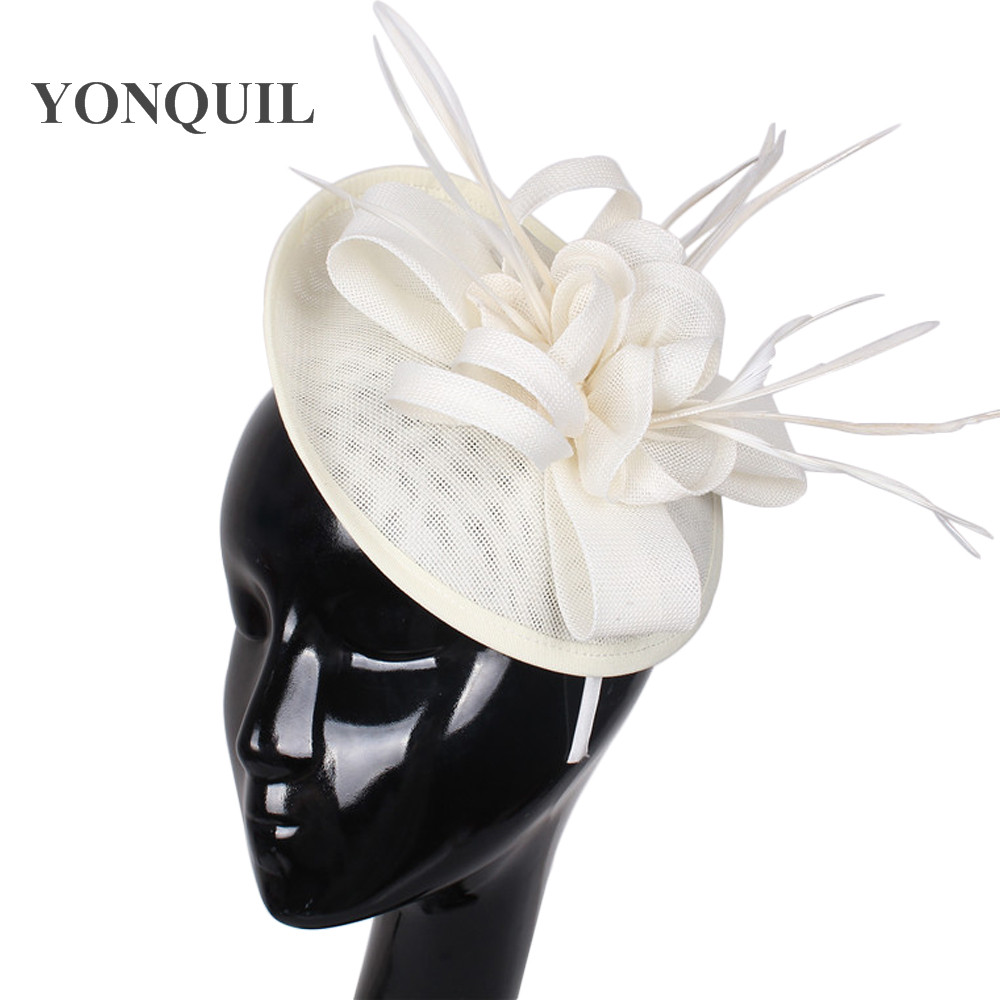 

Party headwear ostrich quill adorned fascinator with feather base hat DIY combs hair clips wedding Imitation Sinamay attractive millinery
