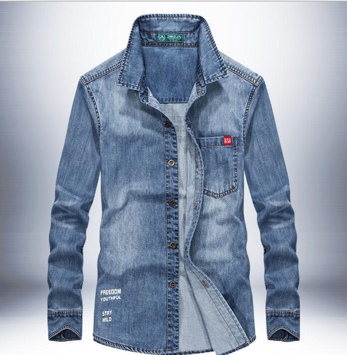 

Foreign trade men's wear spring/autumn 2018 long-sleeve denim shirt men's pure cotton casual shirt tide, White;black