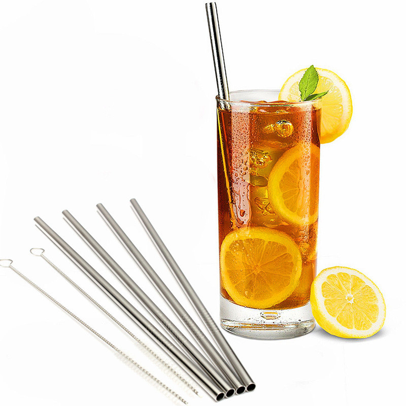 

10.5 9.5 8.5 Inch Straight and Bend Stainless Steel Straw Cleaning Brush Reusable Barware Tool