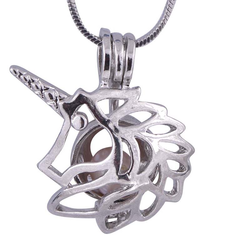 

Luxury Unicorn cage pendant Open luminous Pearl cage pendant Silver women Female Fashion Jewelry for fashion women P75
