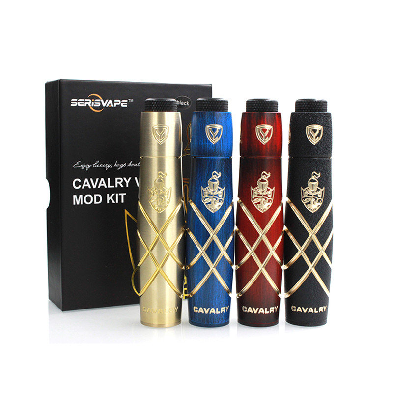 

Serisvape Cavalry V2 Vape Mod Kit with no-thread connection locking mechanism button 18650 Battery Vape Mech Mod and Cavalry RDA Original, Blue