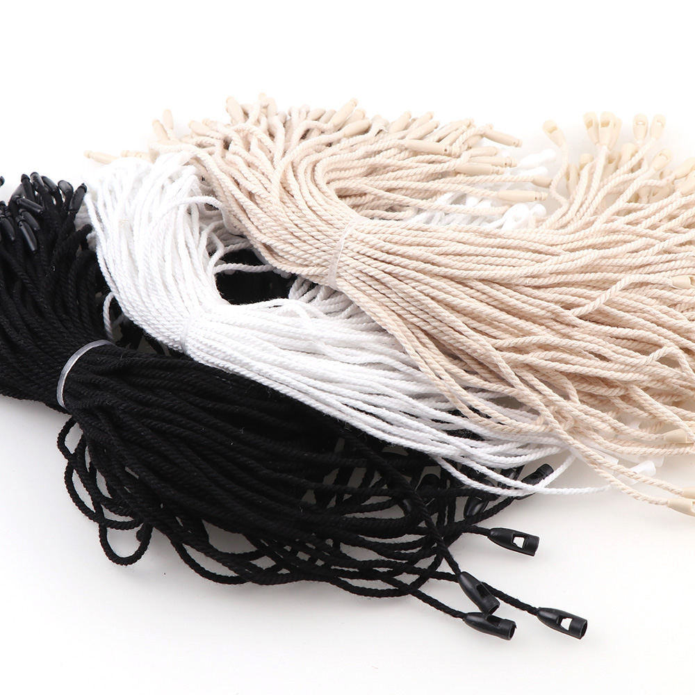 

1000pcs/lot Seal Tag Cotton Strings Bullet Plug Loop Lock Cord Fastener Plastic Buckle Head Snap Rope Thread Hang Price Tags Bags Clothes