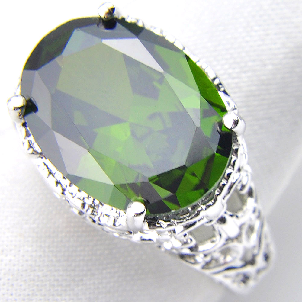 

Luckyshine 5 pcs/Lot For Women Wedding Jewelry Rings Green Oval Peridot 925 Silver CZ Holiday Jewelry Gift Unisex