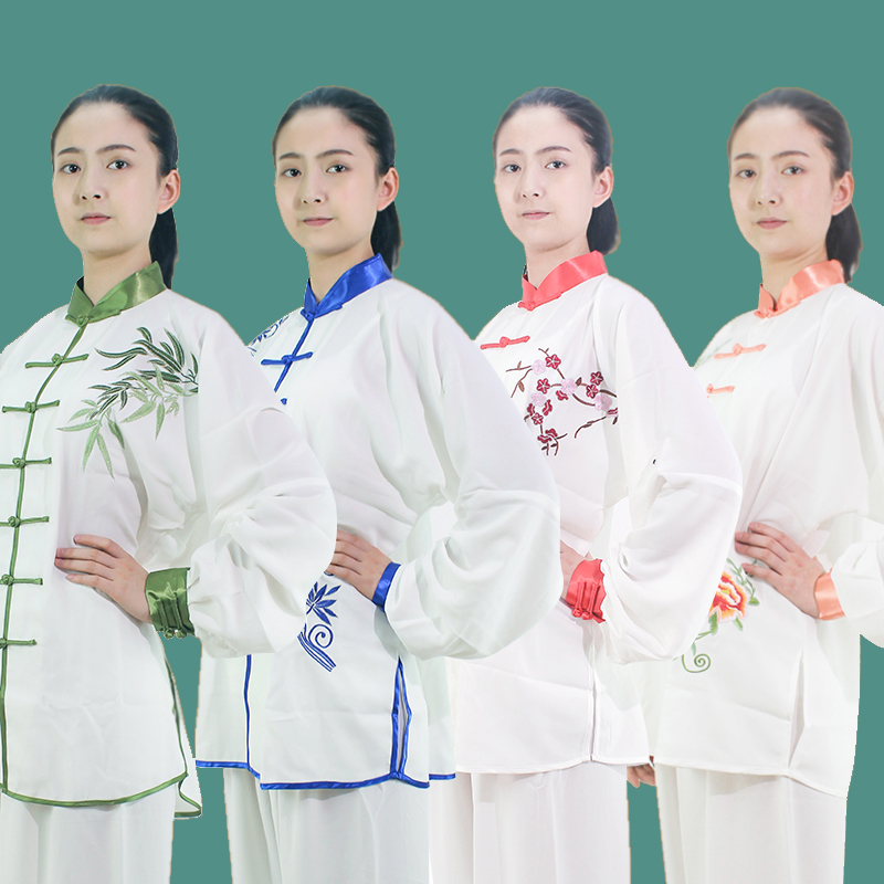 

Cotton Polyester made Tai chi clothing embroidery Jacket + Pants male female Wushu spring autumn Taijiquan Kungfu exercise Suits, Blue