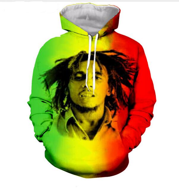 Date Mode Femmes / Hommes Harajuku Style Reggae Star Bob Marley Drôle 3D Imprimer Casual Crewneck Hoodies Plus La Taille L0M0023