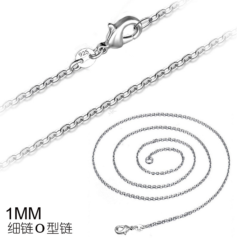 

whole sale925 Sliver Necklace Fashion Jewelry Wholesale Silver Jewelry 1mm O Shape Link Chain 16" 18" 20" 22" 24" 10pcs/lot