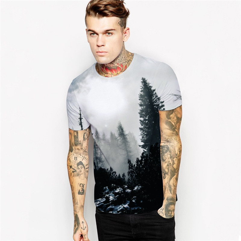 Wholesale Free Shipping New Arrivals Men/Women 3d T-shirt Print Winter Forest Trees/Milk Summer Tops Tees Tshirts