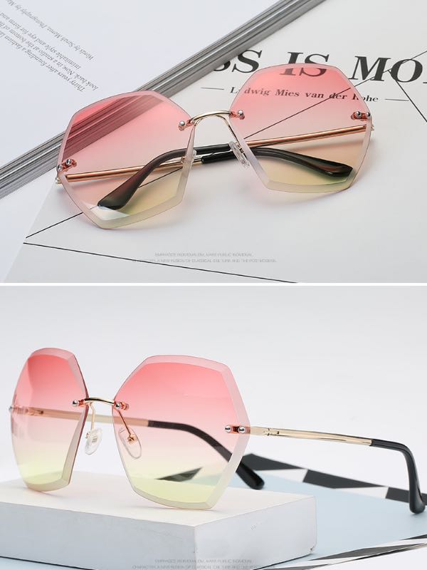 

Rimless Women Sunglasses Light Color Lenses Fashion Ladies Sun Glasses Spring Legs Mix Colors Wholesale Eyewear