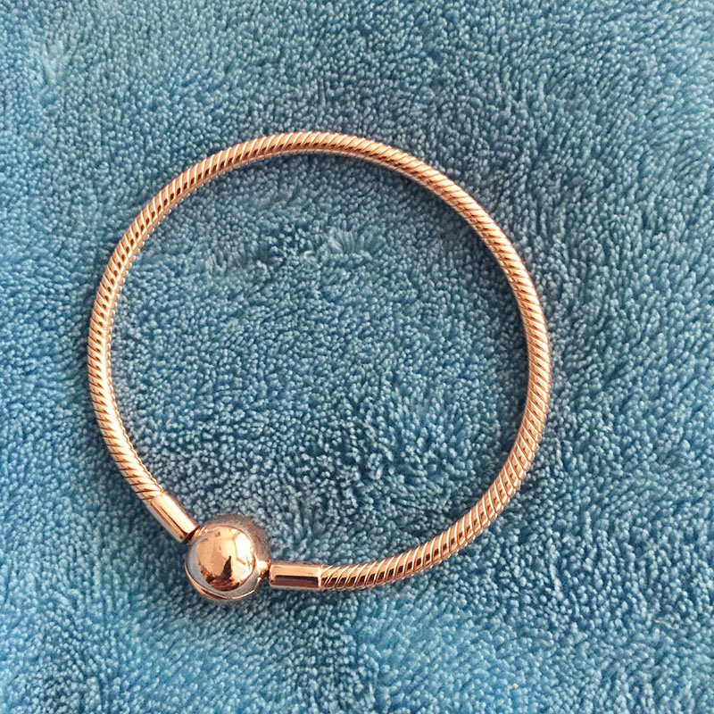 Fashion 925 Sterling Silver Charms Bracelet with Logo for Pandora Rose Gold plated Snake Chain Bracelet for Women with Original box