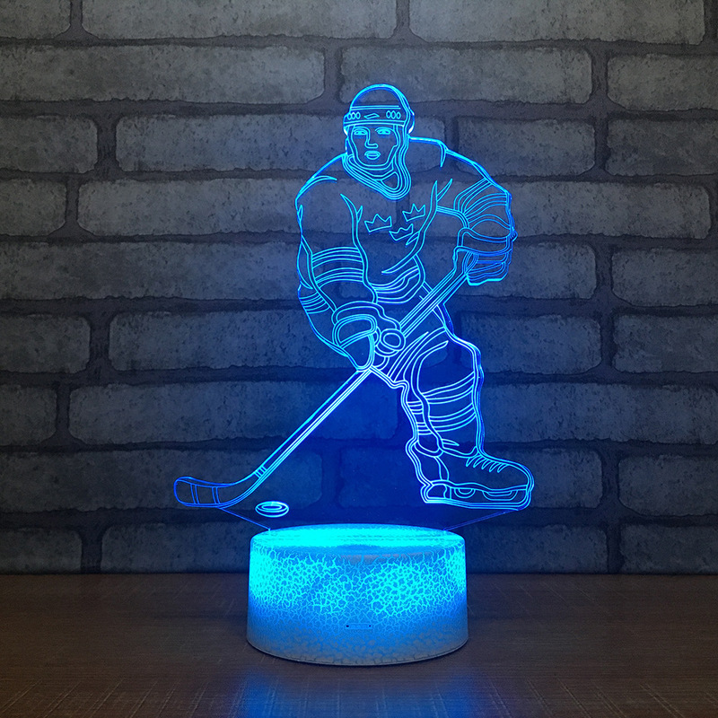 

New Ice Hockey Player 3D Table Lamp 7 Colors Changing LED Night Light USB Bedroom Sleep Lighting Sports Fans Gifts Home Decor Gifts