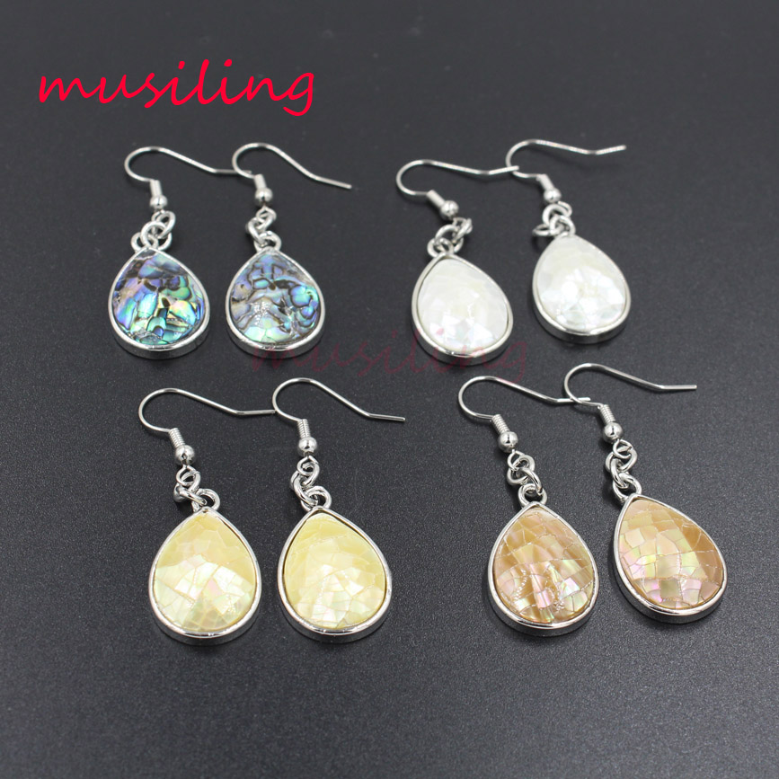 Boucles d'oreilles pendantes Plaqué Argent Naturel Abalone Shell Charmes Accessoires Mode Euramerican Reiki Chakra Bijoux Pour Femmes