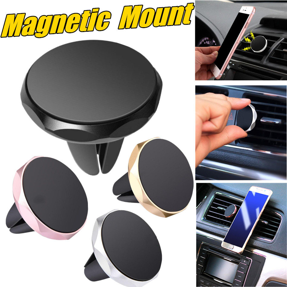 

High Quality Mini Magnetic Car Holder Air Vent Mount With Strong Magnetism Stand Smart Phone Holder For iPhone Xs 8 Galaxy S8, Rose gold