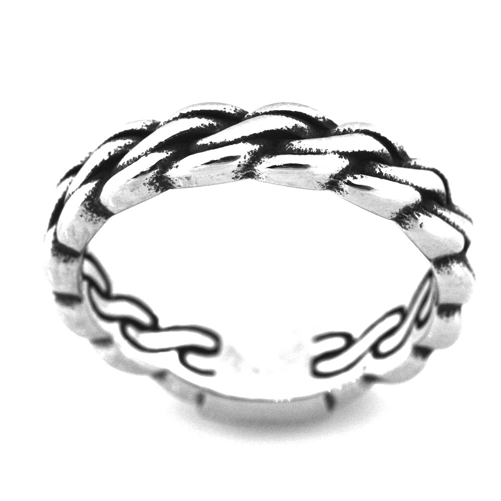 

FANSSTEEL STAINLESS STEEL punk vintage mens or womens JEWELRY twist rope chain band ring mat ring wave ring FSR20W23