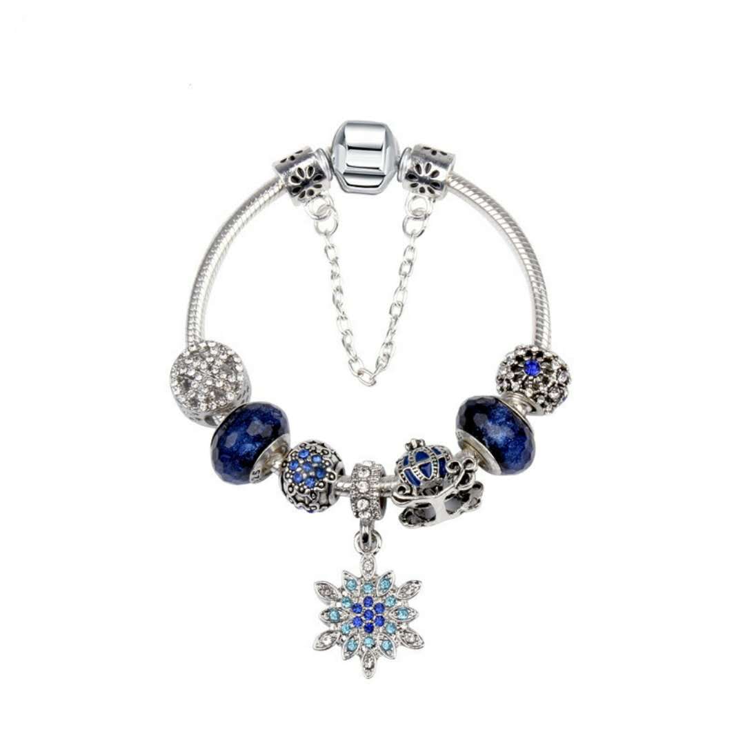 Perles de charme adaptées aux bijoux 925 Bracelets en argent pendentif flocon de neige bracelet bleu ciel citrouille chariot charmes bijoux à bri