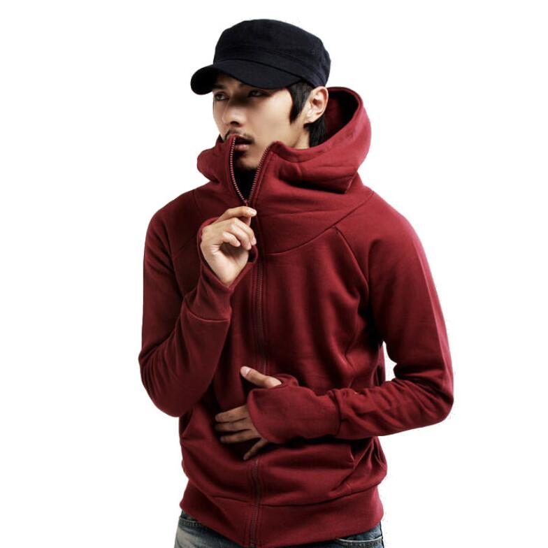 

Men's High Neck Warm Velvet Hoodie Turtleneck Thicken Zipper Hoodies Solid Zippers Cotton Cardigans with Cap Front Pockets Casual Jackets XN, Black