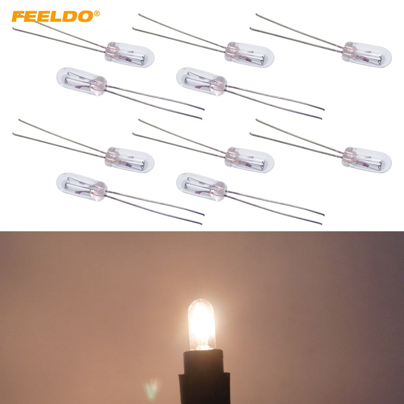 

FEELDO 10PCS Warm White/Amber Car T4 12V 1W Halogen Bulb External Halogen Lamp Replacement Dashboard Bulb Light #2696