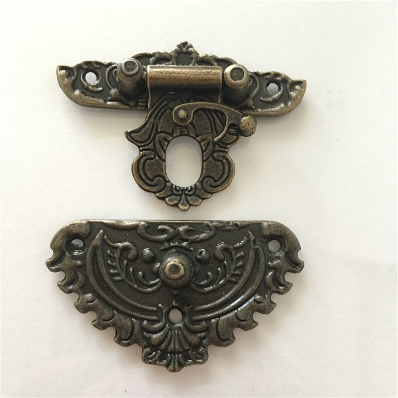 50*43mm Papillon Design Antique Gold couleur Hasp Latch bijoux boîte en bois serrure
