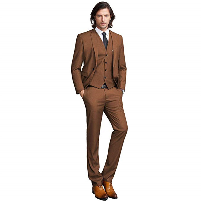 Men's Slim Fit Three-piece Groom Wedding Dress Tuxedo Business Party Suit (Jacket Vest)