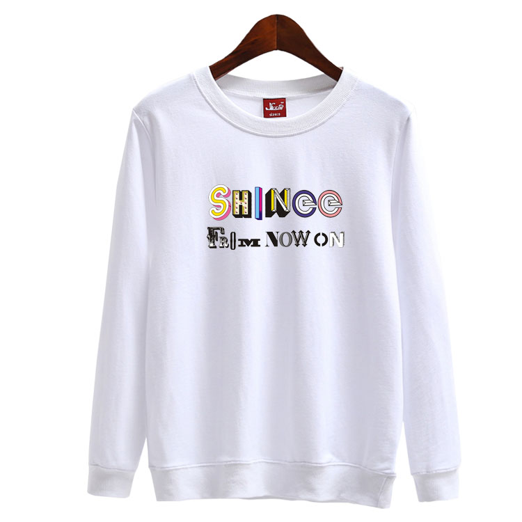 

Shinee new the best from now on same printing o neck sweatshirt kpop fashion unisex pullover loose hoodies 5 colors, Red