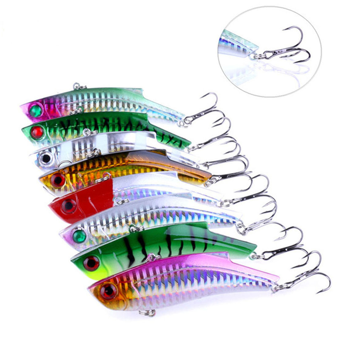 INFOF 50Pcs 9cm/27g Winter Fishing Lures Hard Bait VIB With Lead Inside Lead Fish Ice Sea FishingTackle Swivel Jig Wobbler Lure-image-409408428