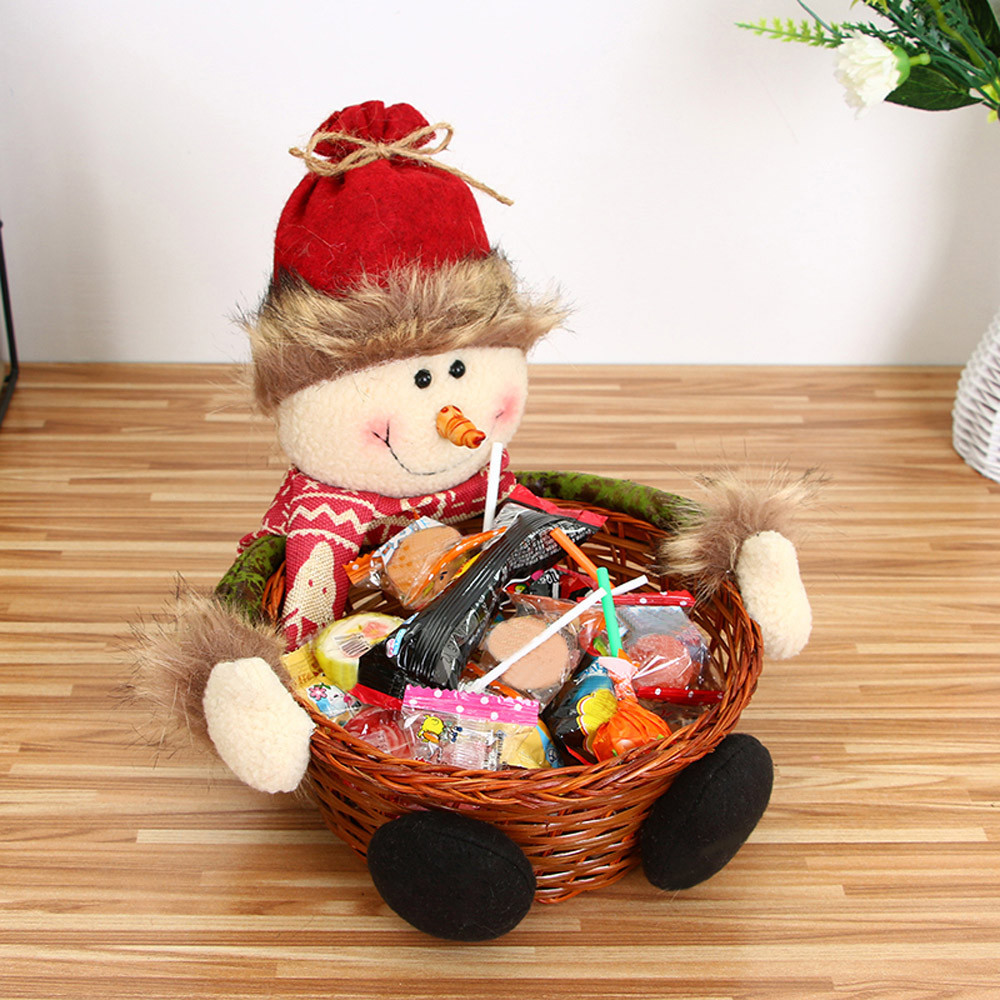 Christmas Candy Storage Basket Decoration Santa Claus Storage