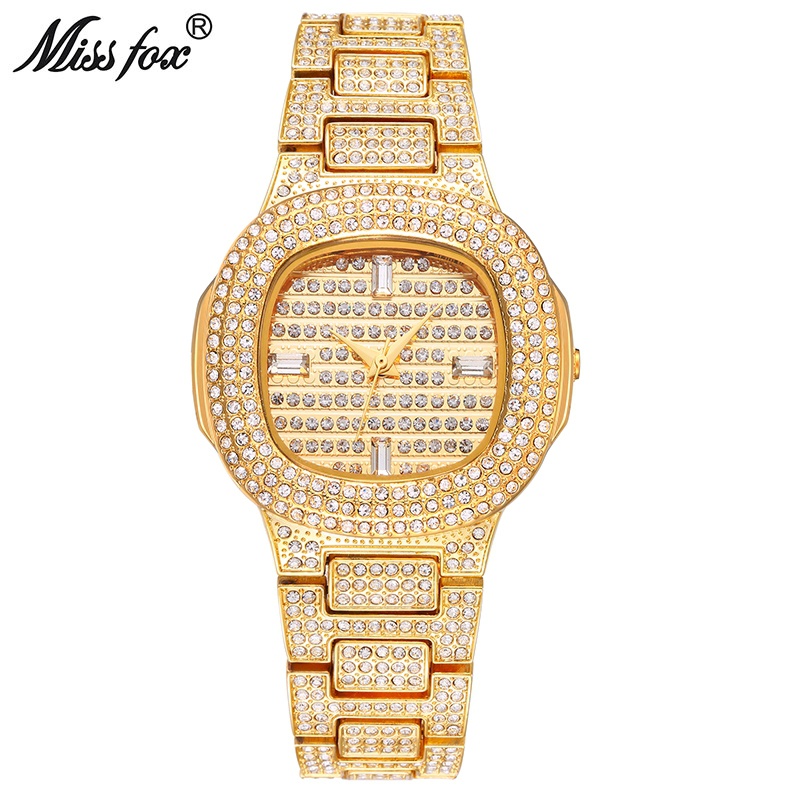 

Miss Fox Brand Watch Quartz Ladies Gold Fashion Wrist Watches Diamond Stainless Steel Women Wristwatch Girls Female Clock Hours, Rose gold