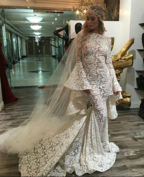 

Evening dress Yousef aljasmi Kim kardashian Long sleeve O-Neck Appliqued Mermaid Almoda gianninaazar ZuhLair murad Ziadnakad 0042, Same with picture