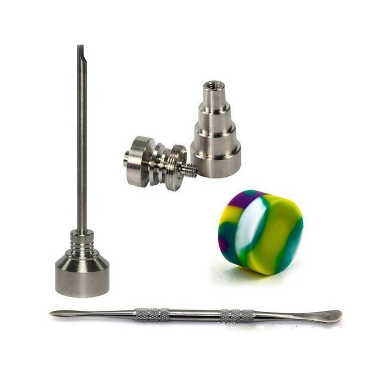 

Bong Tool Set 10 14 18mm Domeless Gr2 Titanium Nail l with Carb Cap Dabber Tool Slicone Jar Dab Container For Glass Bong