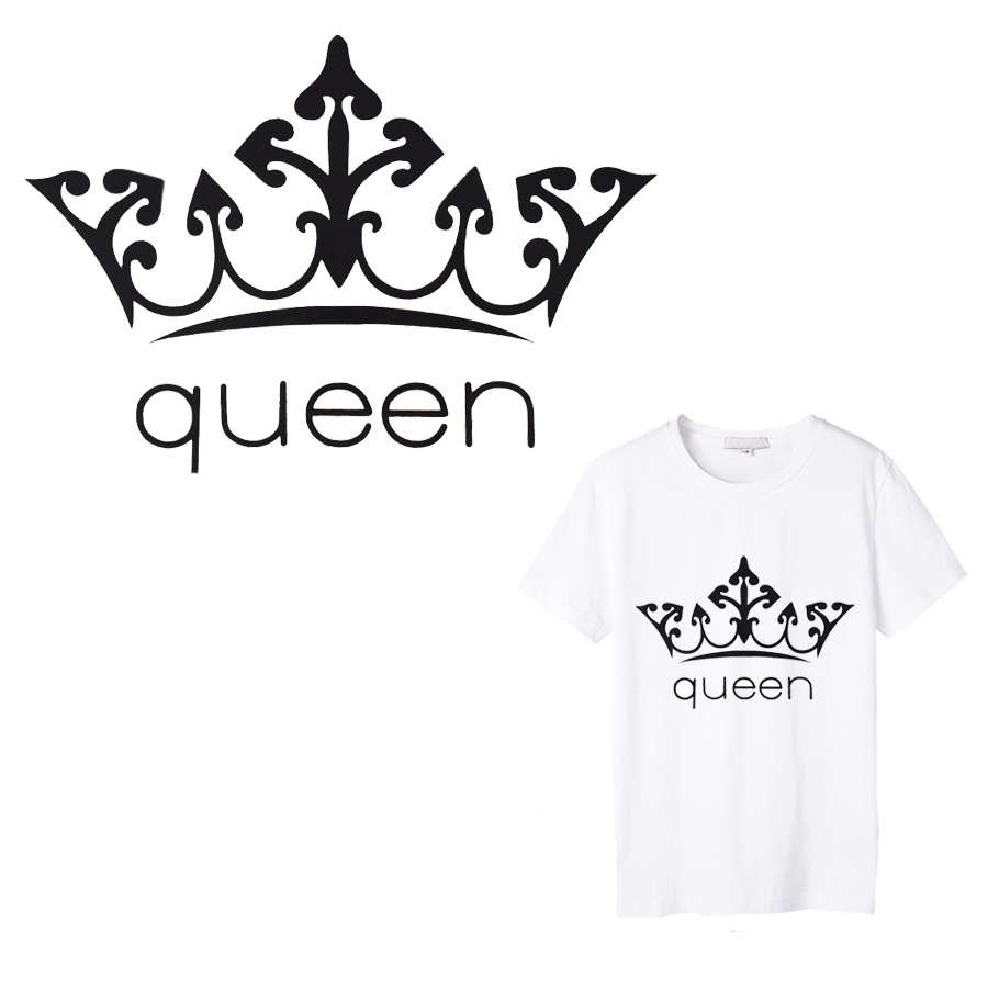 

1 PCS Queen Iron on Applique Embroidery Flower Patches for Clothing DIY Vinyl Hot Heat Thermal Transfers for T Shirt Stickers, Black