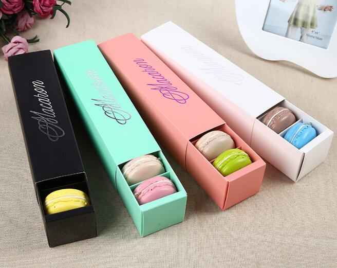 

Macaron Box Cake Box Biscuit Muffin Box 20.3*5.3*5.3cm Black pink Green White Claret 5 Colors