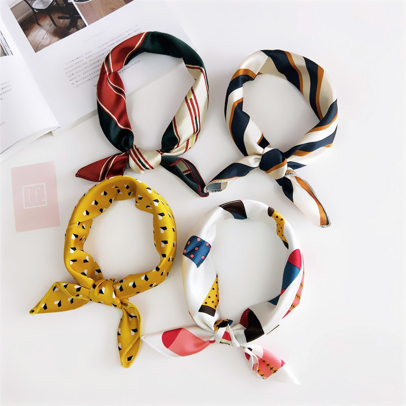50 colors Professional Etiquette Small Scarf Free Shipping Scarf Stewardess Square printed Scarves Imitated Silk Satin Scarves