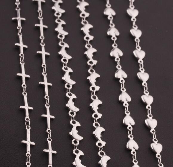 

Mixe style 12pcs Lot (each style 4pcs) stainless steel strong welding cross chain.heart chain dolphin chain necklace silver women 18-32''