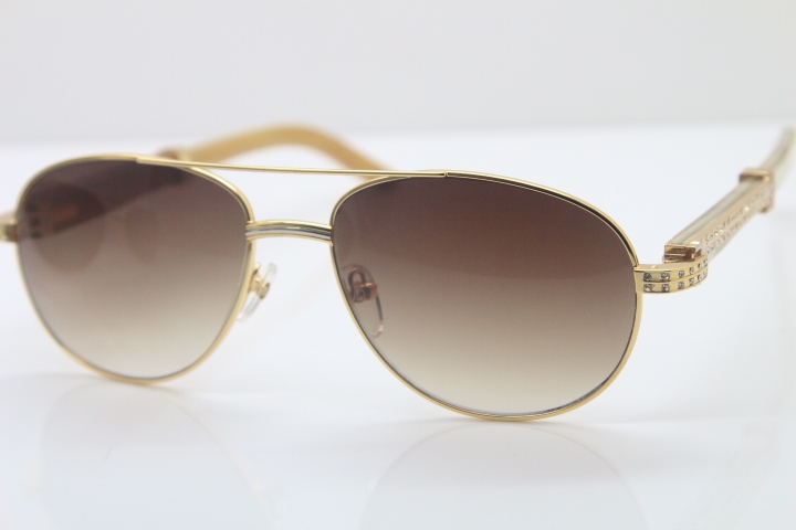 

Hot New Style 569 Unisex White Genuine Natural Glasses mens Sunglasses 18K Gold Smaller Big Stones Glasses driving Eyeglasses C Decoration Brown Lens, White;black