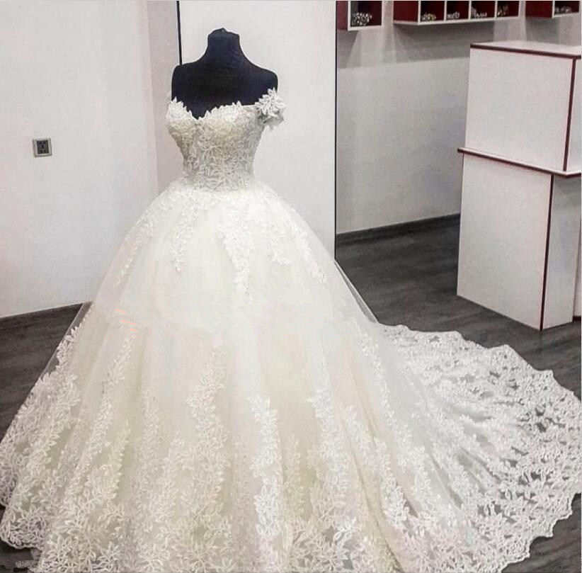 

2018 New Lace White ivory Ball Gown Wedding Dresses With Appliques Backless Plus Size Sexy Bridal Gowns Vestido De Novia Q94, Pink