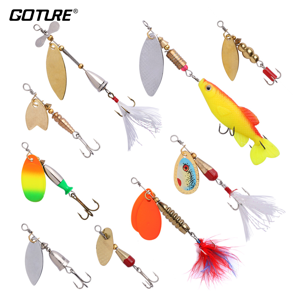 Goture 5pcs//lot Spinnerbaits Bass Trout Fishing Lures Blade Skirt Spinner Bait