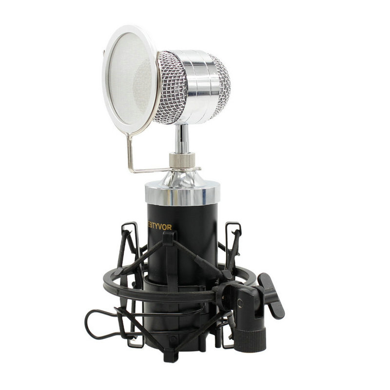 

M 8000 Condenser Microphone Professional Wired Studio Mic BM8000 With Shock Mount Pop Filter For Karaoke Computer Laptop