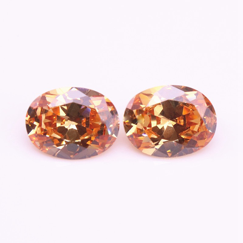 

High Quality 3A Grad 200pcs/lot Champagne CZ Oval Cut 5*7-9*11mm Cubic Zirconia Synthetic Loose Gemstone Beads For Jewelry Making