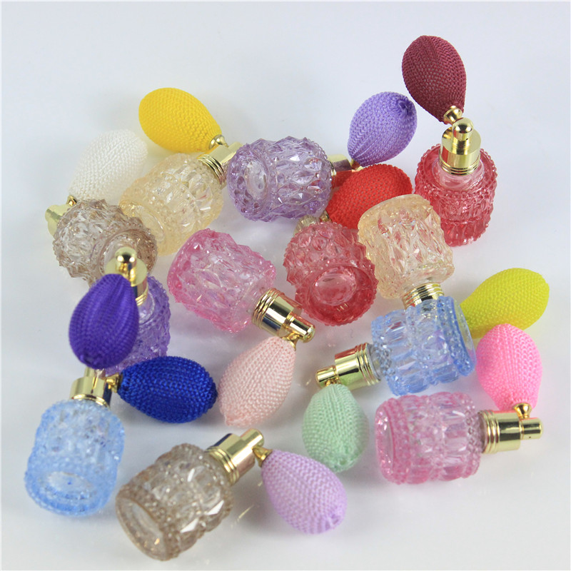 

50pcs/lot 5ML Air Bag Perfume Bottle With Colorful Pump Mini Parfum Case For Travel Glass Container For Wedding Gift