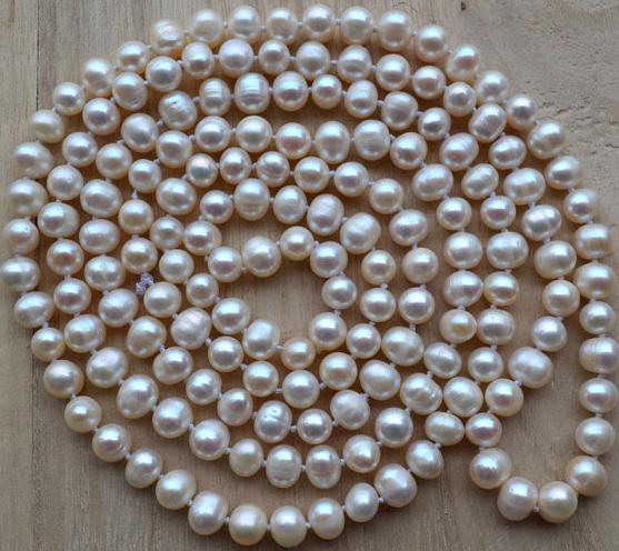 

New Arriver Natural Pearl Jewellery,50inches Long 7-8mm Round White Color Freshwater Pearl Necklace,Mother Day,Brides Gift