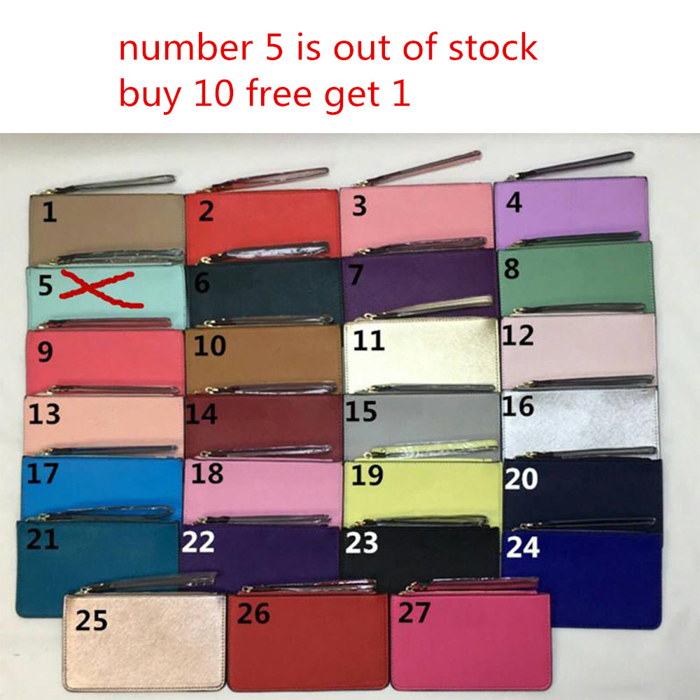 

brand designer women leather wallets wristlet women purses clutch bags zipper Card bag colorful, 24