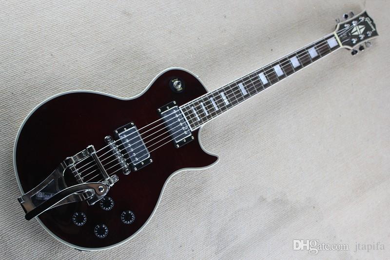 Custom model electric guitar large rocker deep wine red self-lock button 22 products-image-426842907