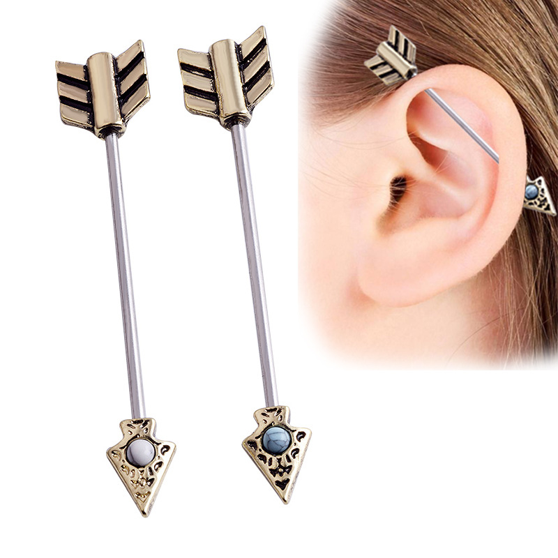 

2018 Spring New Ear Nail Bone Arrow Earring Piercing stud Jewelry Vintage Turquoise Earrings For Men Women