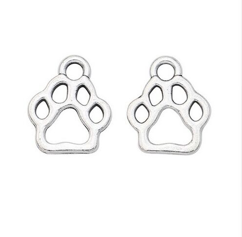 

200Pcs alloy Paw Print Charms Antique silver Charms Pendant For necklace Jewelry Making findings 13x11mm, Bronze;silver