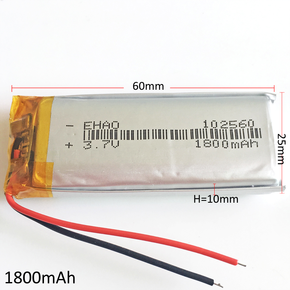 

Model 102560 3.7V 1800mAh lipo Polymer Lithium Rechargeable Battery li-po cells Replace For DVD PAD GPS power bank Camera E-books Recorder